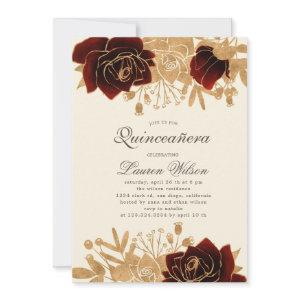 watercolor gold roses Quinceanera Qrcode