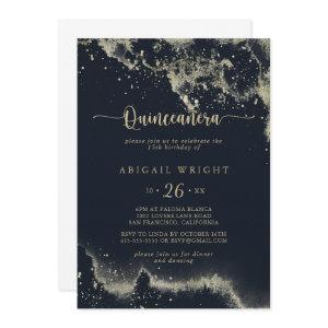 Watercolor Gold Splash Calligraphy Quinceañera
