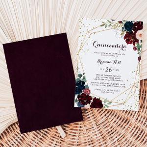 Watercolor Illustrated Geometric Gold Quinceañera