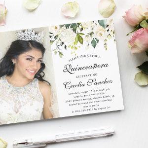 Watercolor Ivory Roses Quinceanera Photo