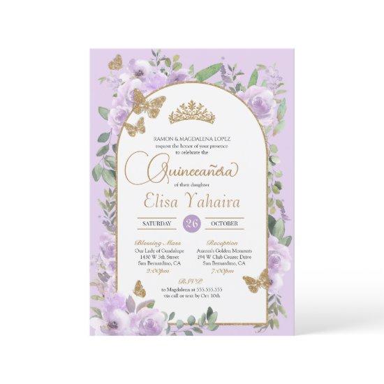 Watercolor Light Purple Butterfly Quinceañera