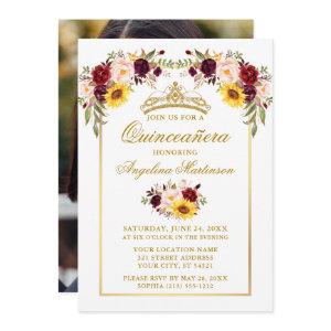 Watercolor Mixed Floral Gold Quinceanera Photo