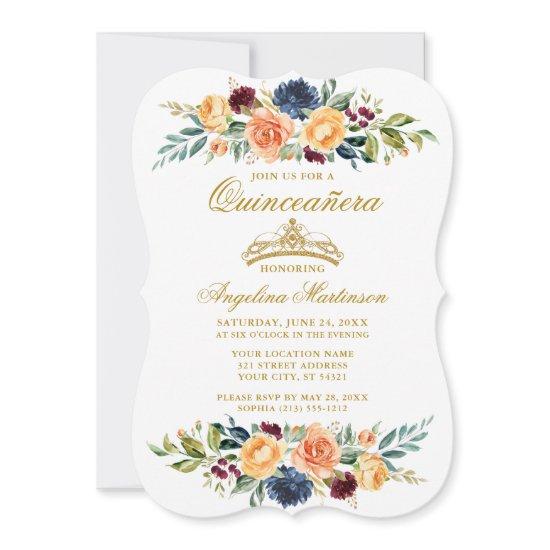 Watercolor Mixed Floral Greenery Quinceanera