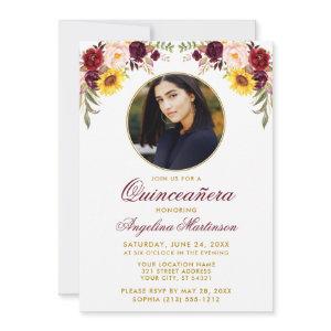 Watercolor Mixed Floral Quinceanera Round Frame