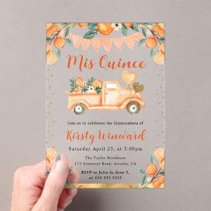 Watercolor Orange Truck and Flowers Quinceanera  Acrylic