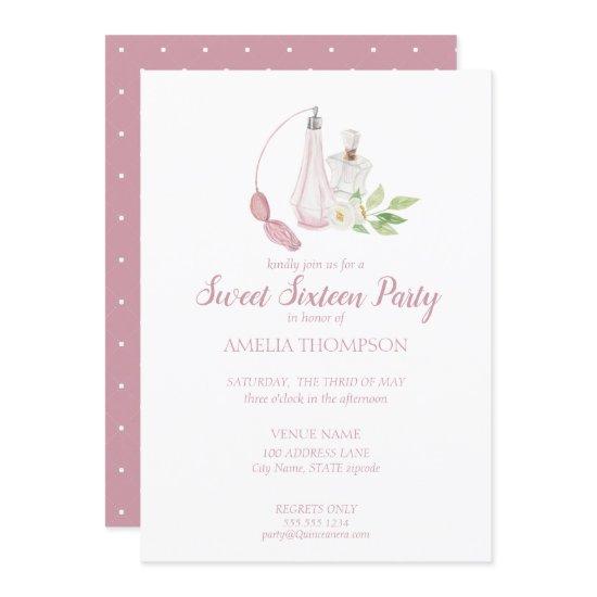 Watercolor Perfume Bottle Sweet Sixteen Birthday
