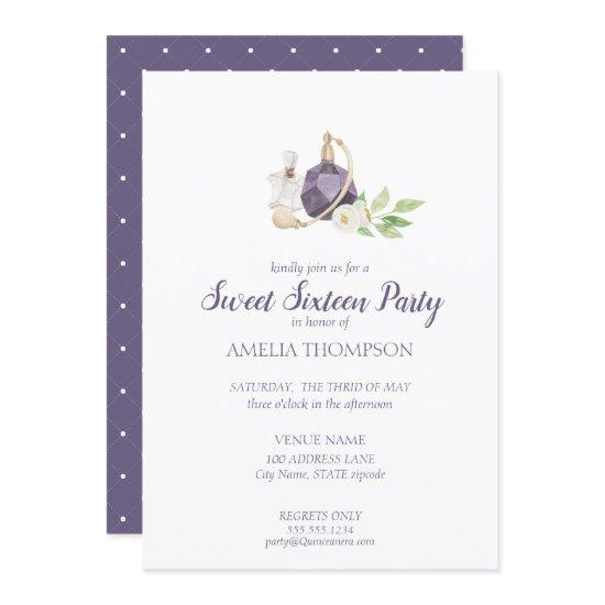 Watercolor Perfume Bottle Sweet Sixteen Birthday