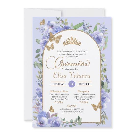 Watercolor Periwinkle Blue Butterfly Quinceañera