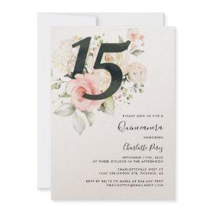 Watercolor Pink Floral Quinceanera 15th Birthday