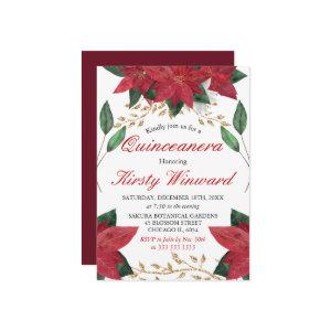 Watercolor Poinsettia Floral Christmas Quinceanera
