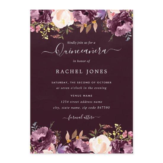 Watercolor Purple Bloom Quinceanera