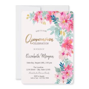 Watercolor Spring Flowers Quinceañera