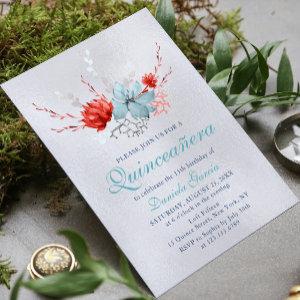 Watercolor Succulent Floral Botanical Quinceañera