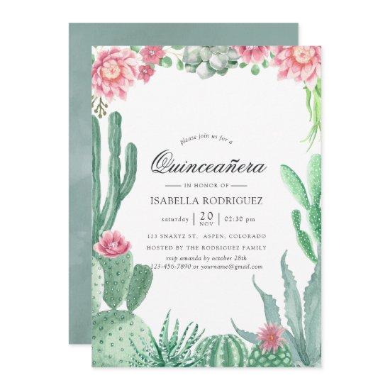 Watercolor Succulents Wedding Quinceañera