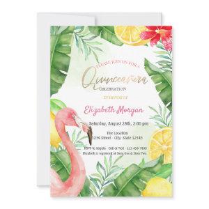 Watercolor Summer Flamingo Quinceanera
