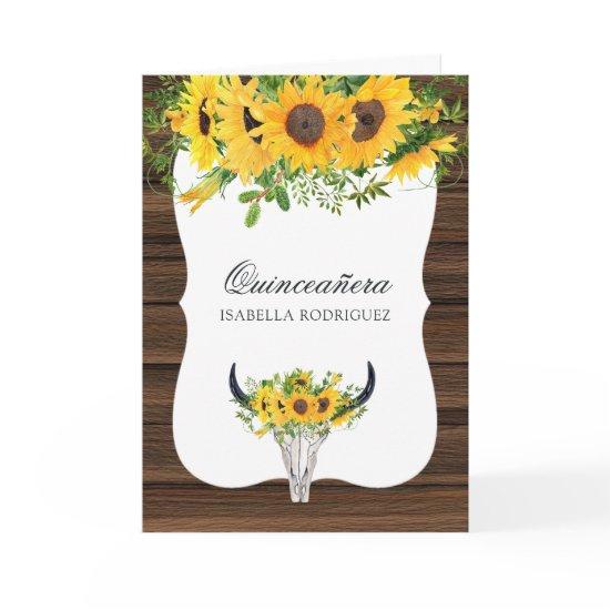 Watercolor Sunflower Rustic Western Quinceañera