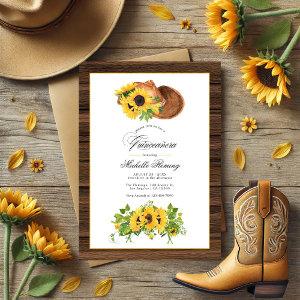 Watercolor Sunflower Rustic Western Quinceañera