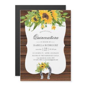 Watercolor Sunflower Rustic Western Quinceañera Magnetic
