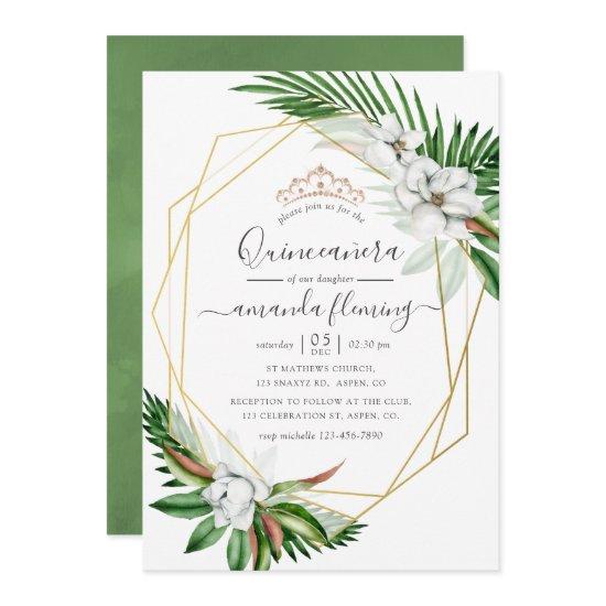 Watercolor Tropical Floral Quinceañera