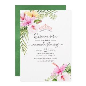 Watercolor Tropical Floral Quinceañera