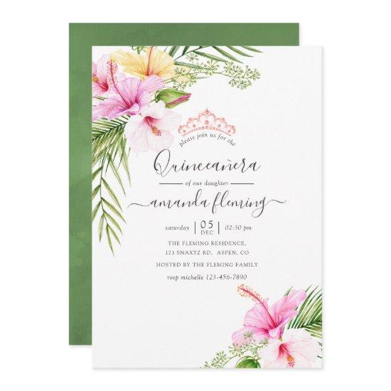 Watercolor Tropical Floral Quinceañera