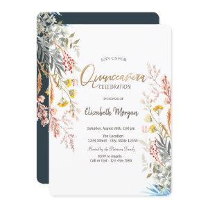 Watercolor Wildflower Meadow Dried Quinceañera