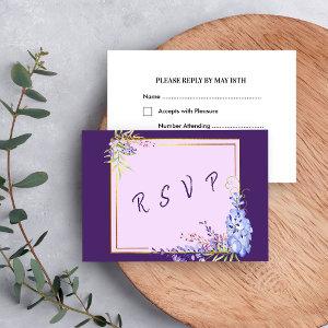 Watercolor Wisteria Purple Lavender Floral RSVP Card