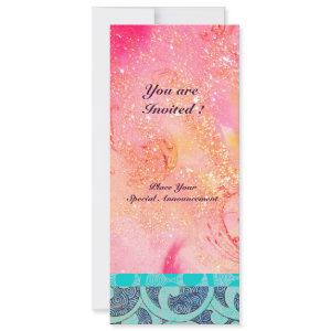 WAVES , bright  blue green pink gold sparkles
