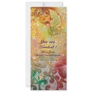 WAVES , bright red  green brown pink gold sparkles