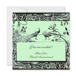 WEDDING LOVE BIRDS ,black and white ,green