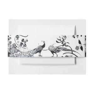 WEDDING LOVE BIRDS, Black White Floral  Belly Band
