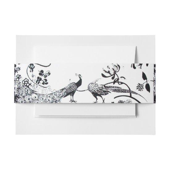 WEDDING LOVE BIRDS, Black White Floral  Belly Band