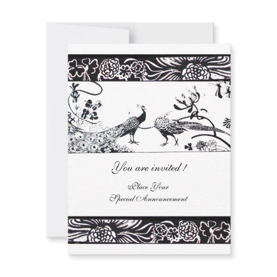 WEDDING LOVE BIRDS Black White Party Invite