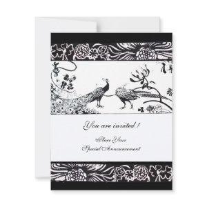 WEDDING LOVE BIRDS, FLORAL BLACK WHITE