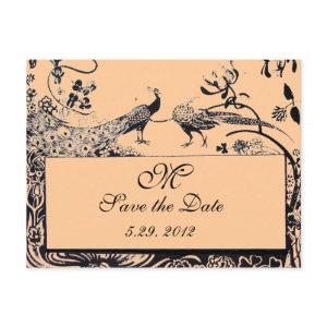 WEDDING LOVE BIRDS MONOGRAM black and white pink Postcard