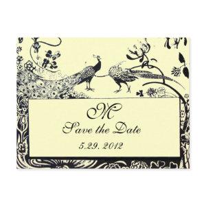 WEDDING LOVE BIRDS MONOGRAM black and white Postcard