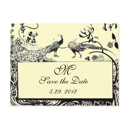 WEDDING LOVE BIRDS MONOGRAM black and white Postcard