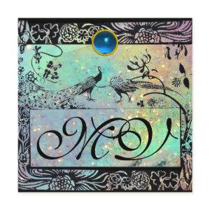 WEDDING LOVE BIRDS MONOGRAM black green blue Announcement