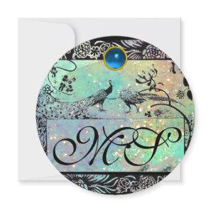 WEDDING LOVE BIRDS MONOGRAM black green champagne