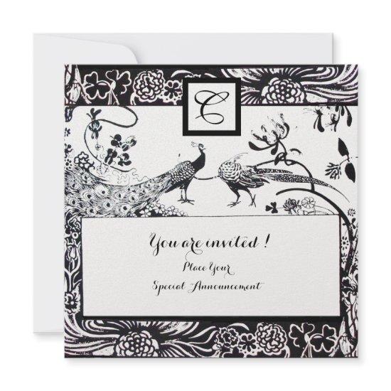 WEDDING LOVE BIRDS MONOGRAM Black,White Pearl