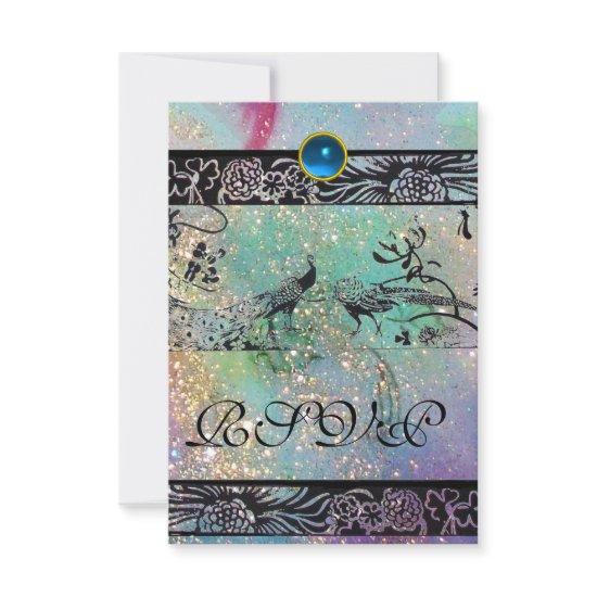 WEDDING LOVE BIRDS MONOGRAM RSVP black green