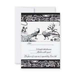 WEDDING LOVE BIRDS RSVP Black White