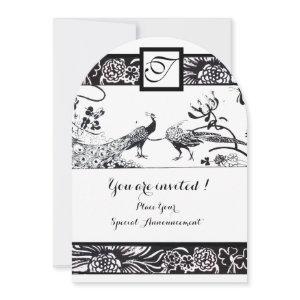 WEDDING LOVE BIRDS SQUARE MONOGRAM Black,White