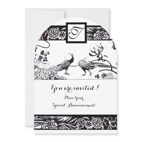WEDDING LOVE BIRDS SQUARE MONOGRAM Black,White