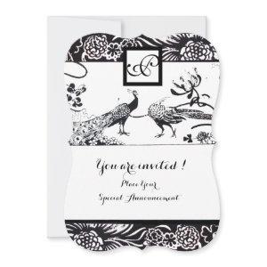 WEDDING LOVE BIRDS SQUARE MONOGRAM Black,White