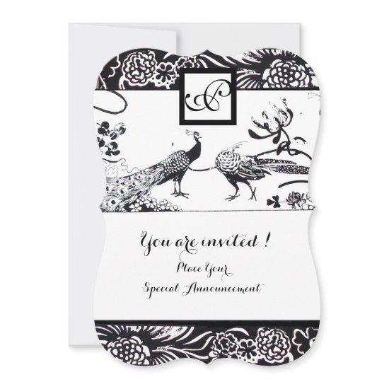 WEDDING LOVE BIRDS SQUARE MONOGRAM Black,White