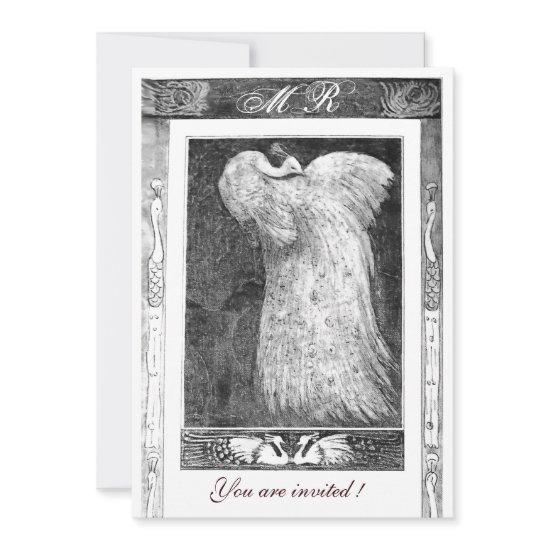 WEDDING LOVE PEACOCK MONOGRAM ,black and white