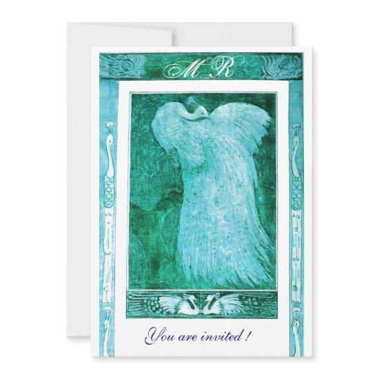 WEDDING LOVE PEACOCK MONOGRAM ,blue white