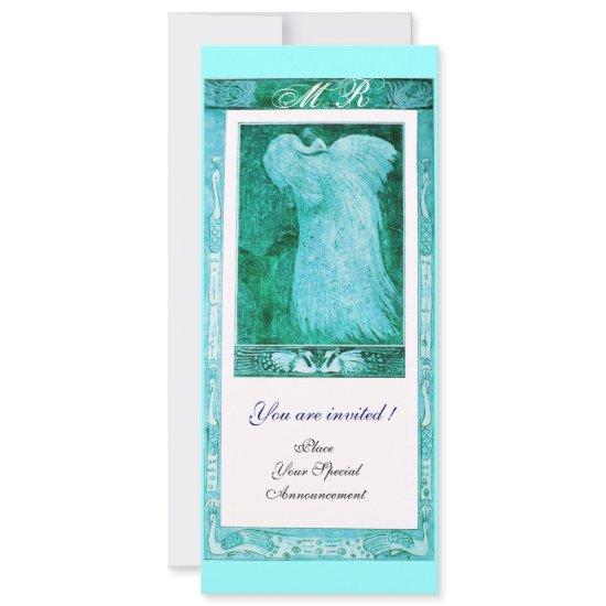 WEDDING LOVE PEACOCK MONOGRAM ,blue white