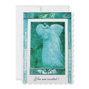 WEDDING LOVE PEACOCK MONOGRAM Blue White Peari